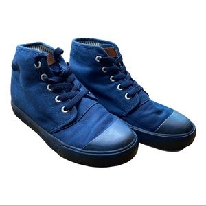 Bangs Canvas High Top Lace Up Sneakers Navy Blue